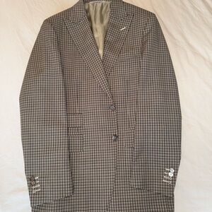 Canali cream and black Checkered Blazer